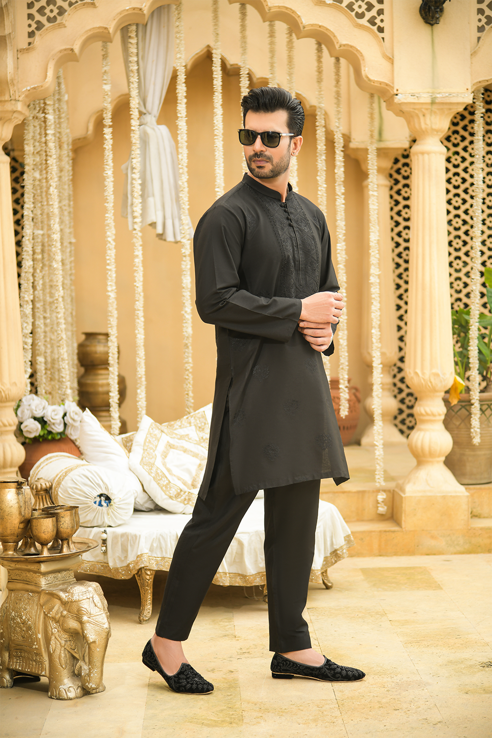 Black kameez best sale shalwar mens