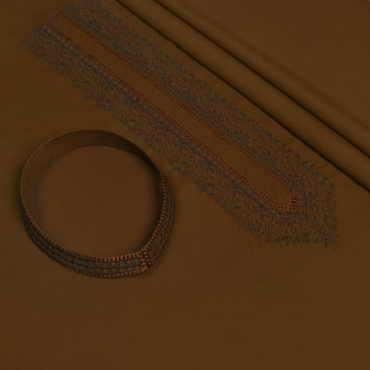 Men Unstitch Embroidered Kameez Shalwar Wash-N-Wear - Carob