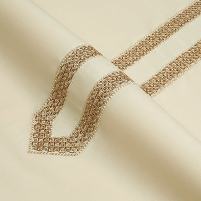 Men Unstitch Embroidered Neckline & Bann Kameez Shalwar - Flax