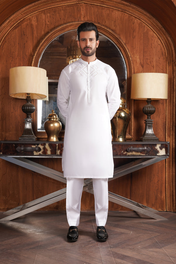 Unstitch Off-White Embroidered Kameez Shalwar for Men