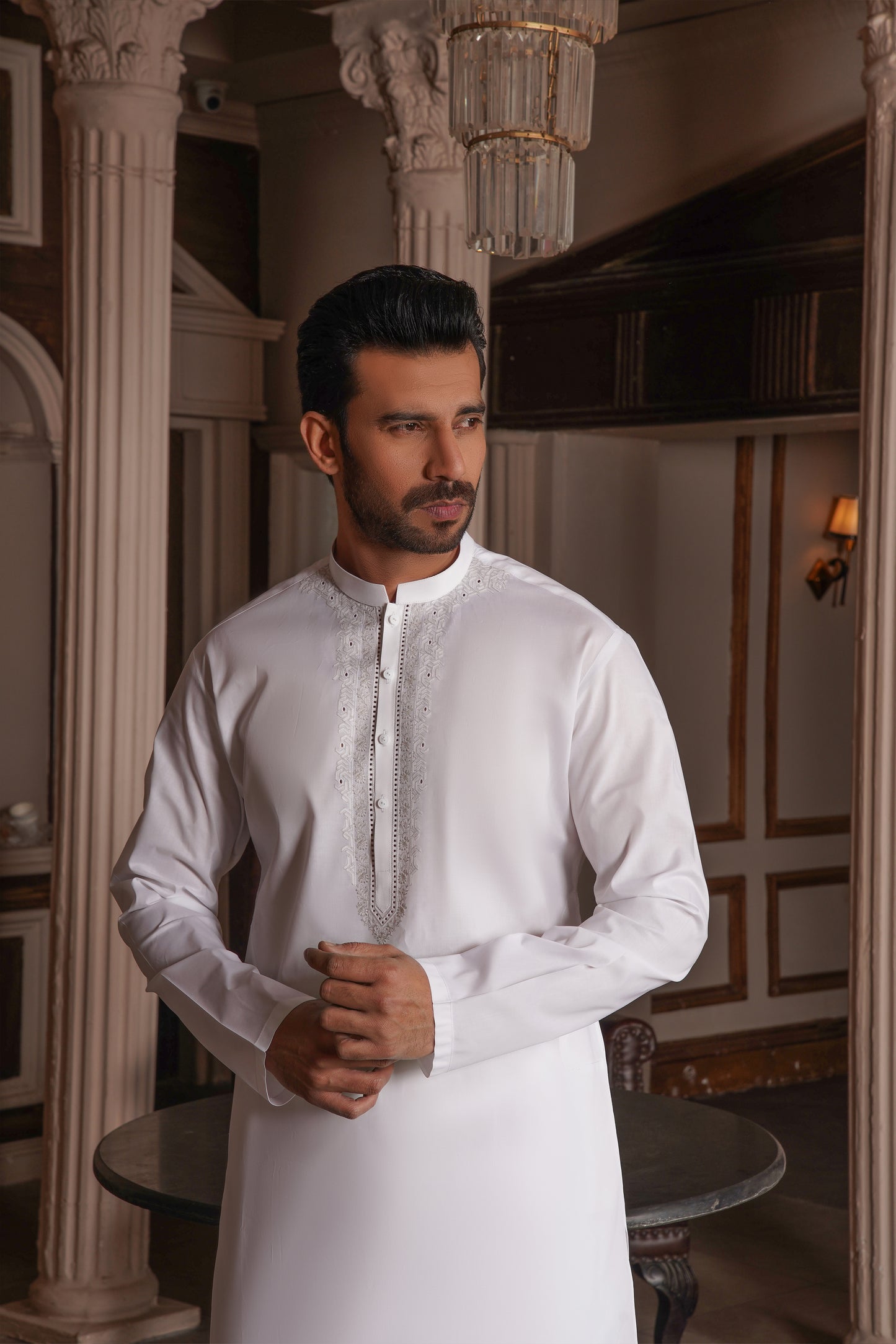 Off-White Embroidered Cotton Kameez Shalwar – Virsa Summer 2025