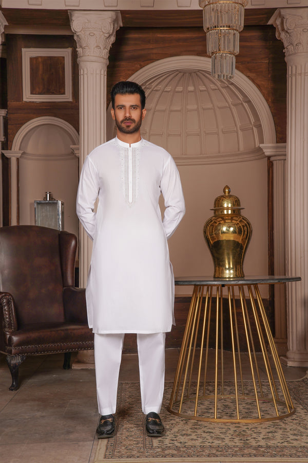 Off-White Embroidered Cotton Kameez Shalwar – Virsa Summer 2025