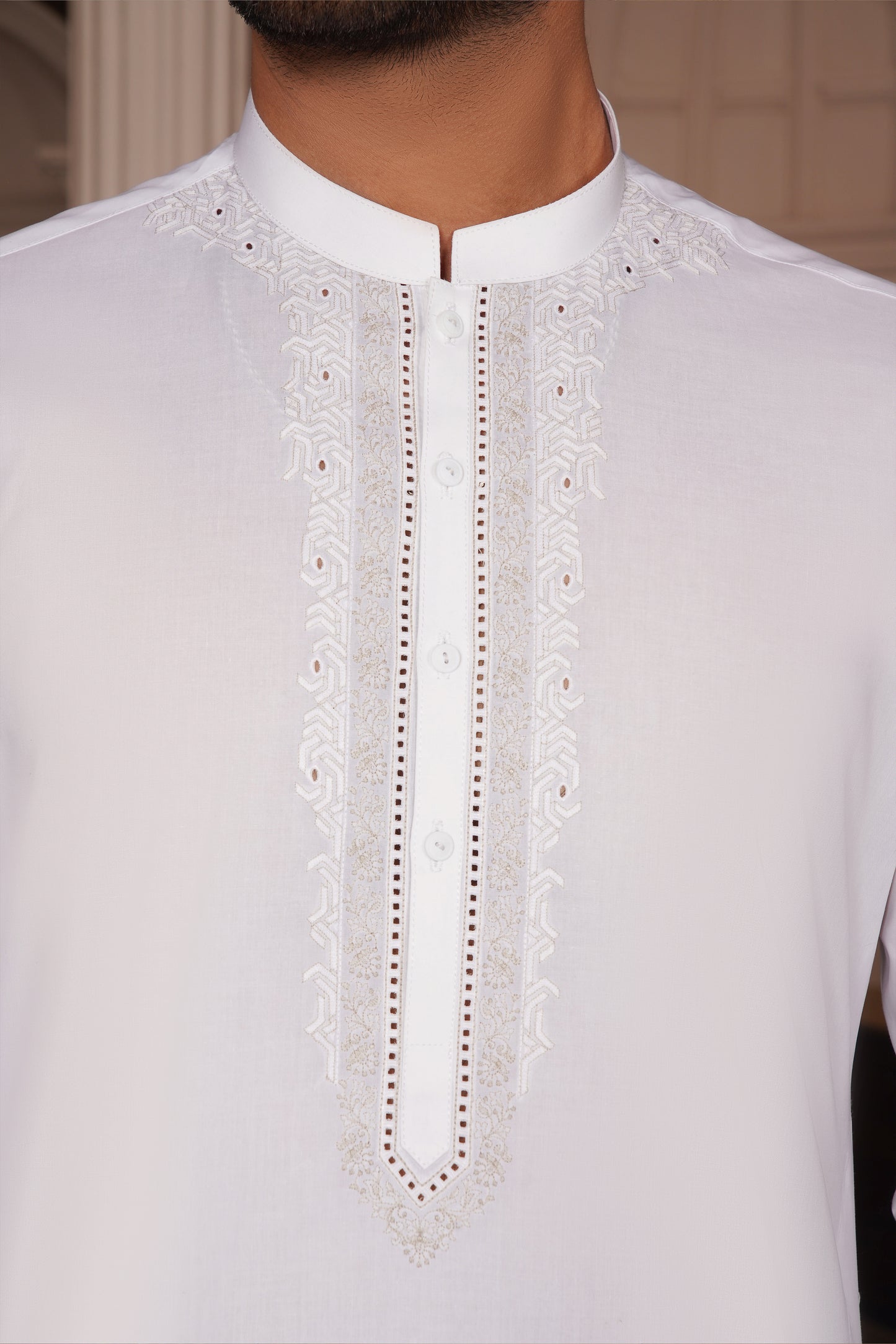Off-White Embroidered Cotton Kameez Shalwar – Virsa Summer 2025