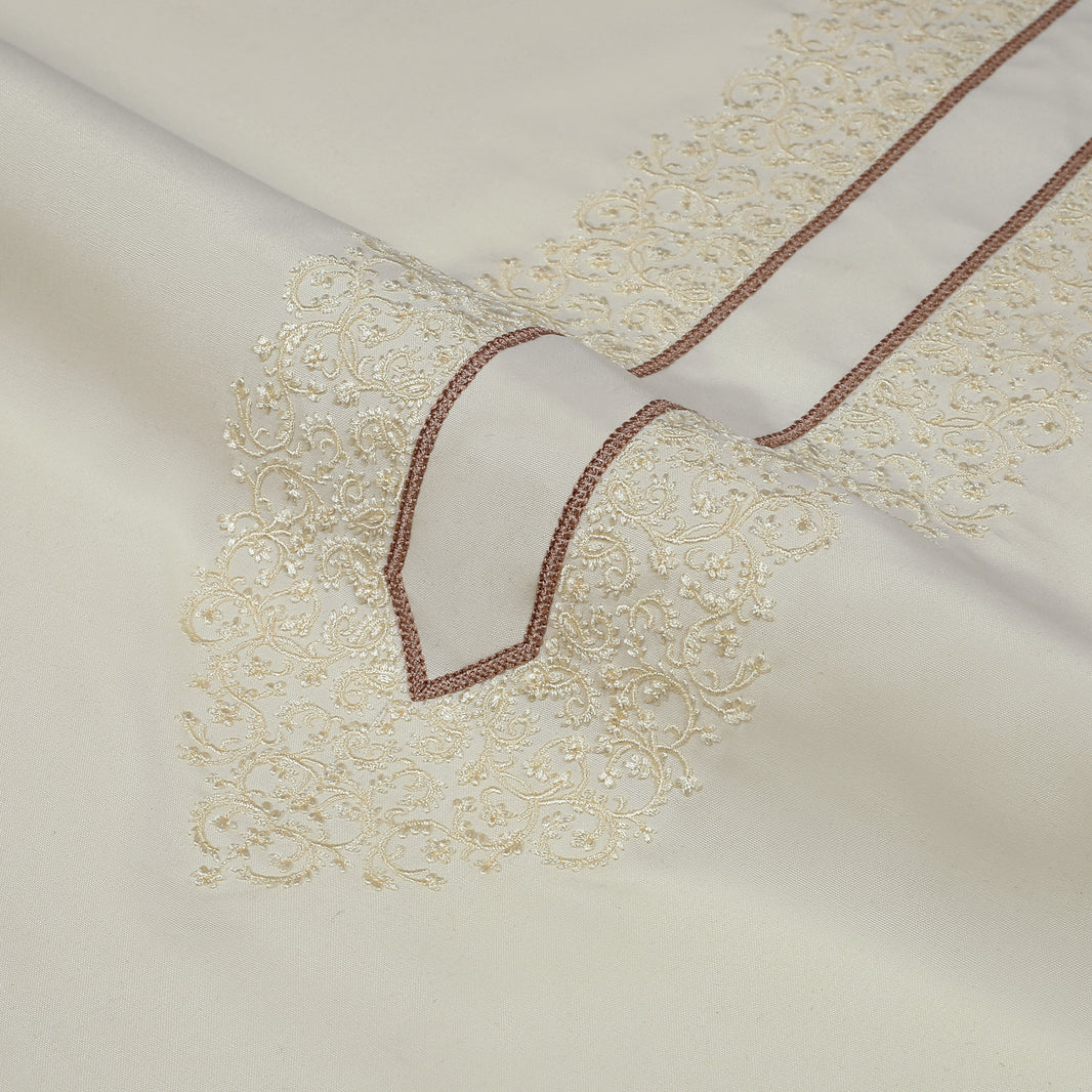 Embroidered Unstitch Kameez Shalwar Cream For Men