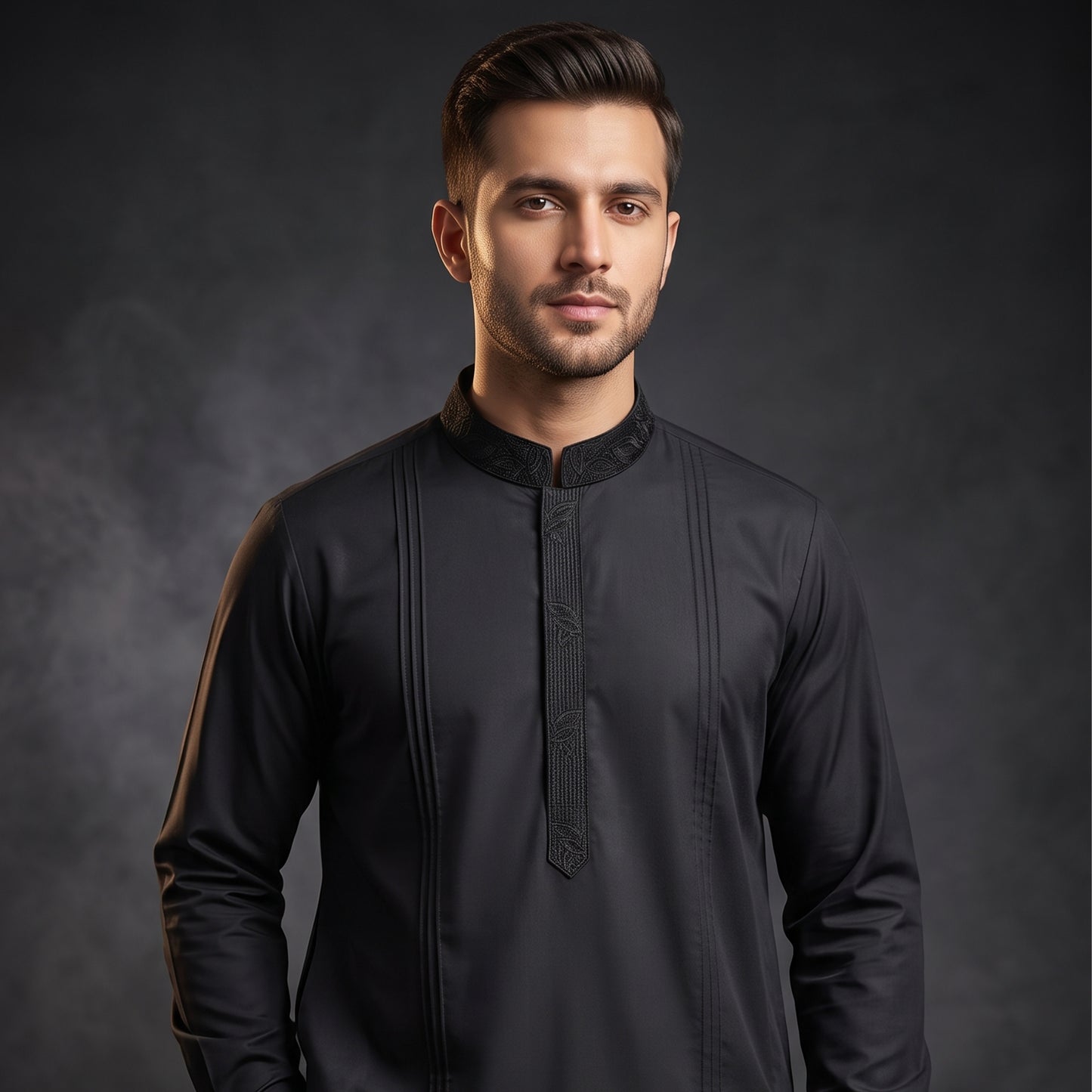 Embroidered With Semi-Tailored Pintex Work Kameez Shalwar | Premium Unstitched Fabric For Men