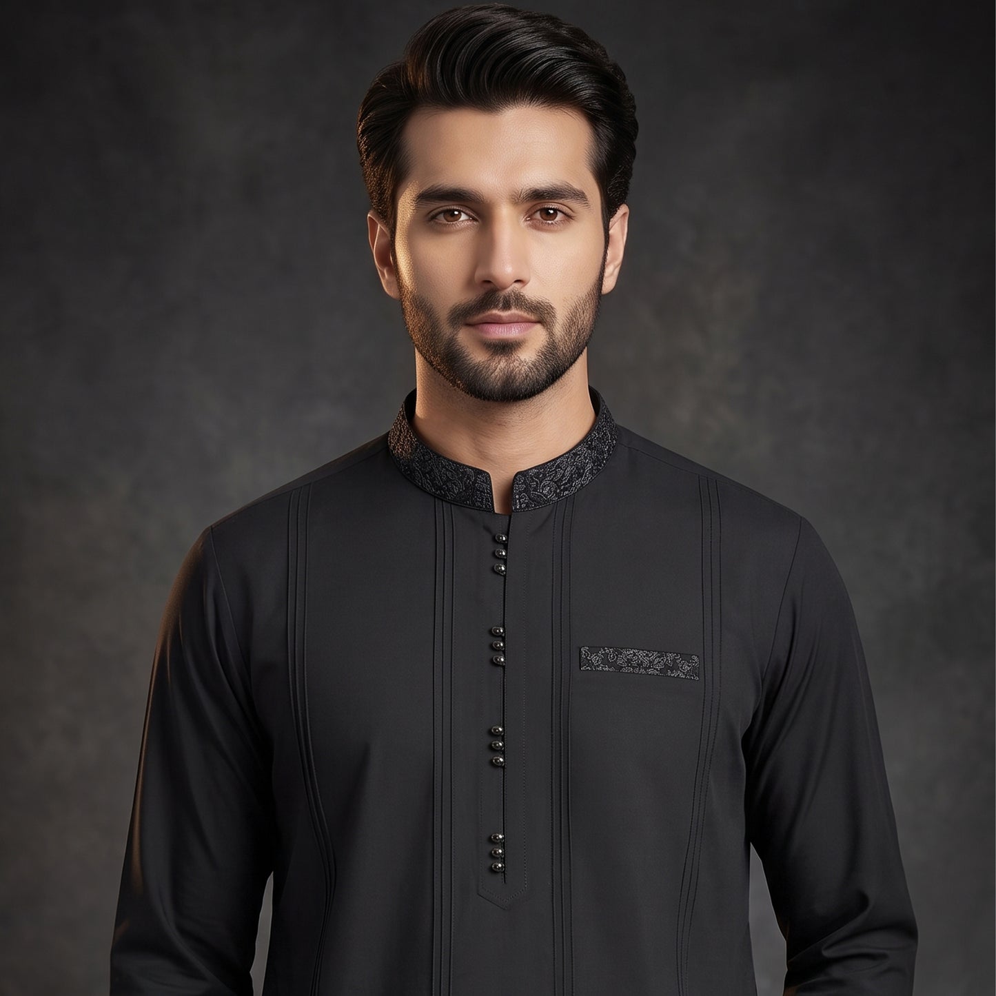 Embroidered With Semi-Tailored Pintex Work Kameez Shalwar | Premium Unstitched Fabric For Men