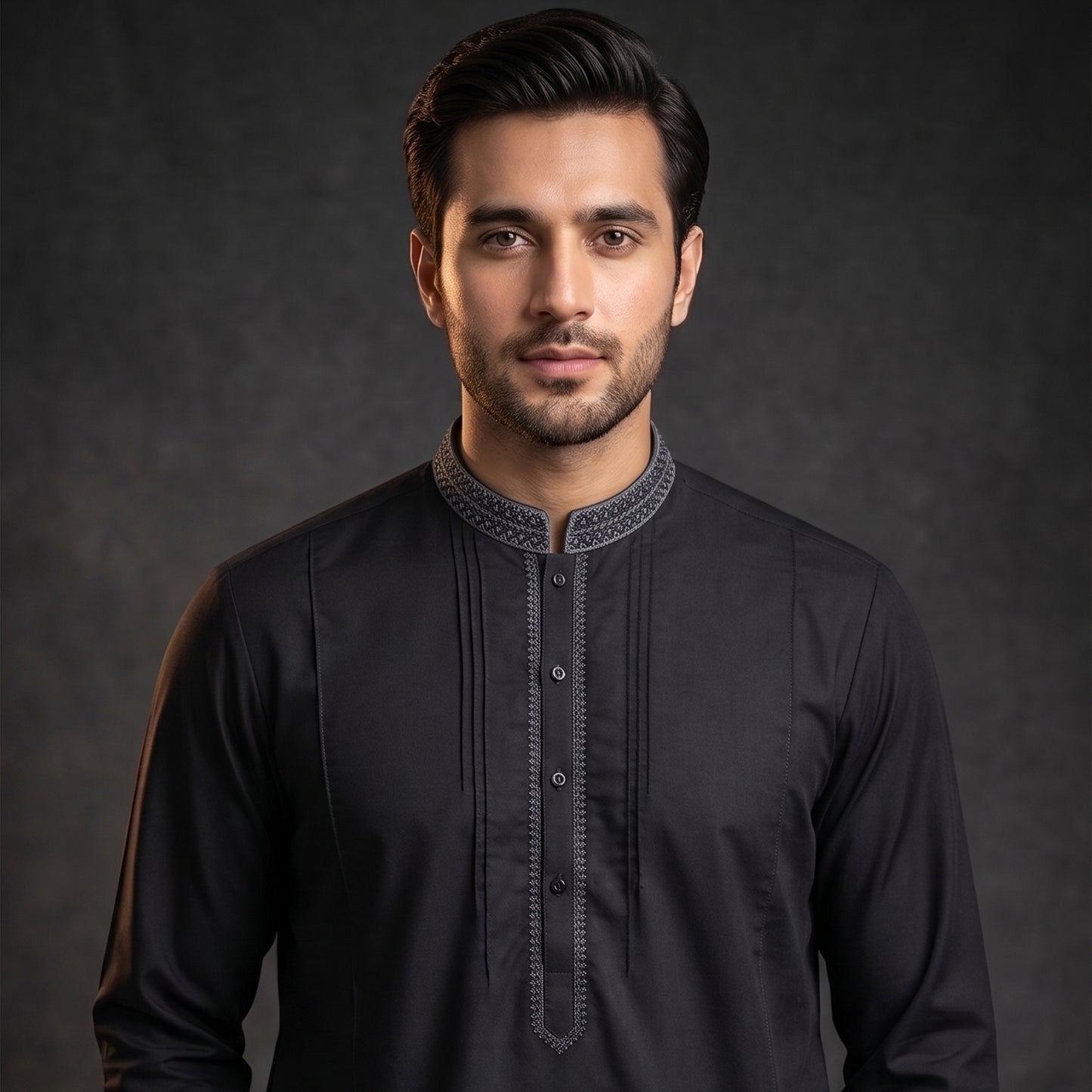 Embroidered With Semi-Tailored Pintex Work Kameez Shalwar | Premium Unstitched Fabric For Men