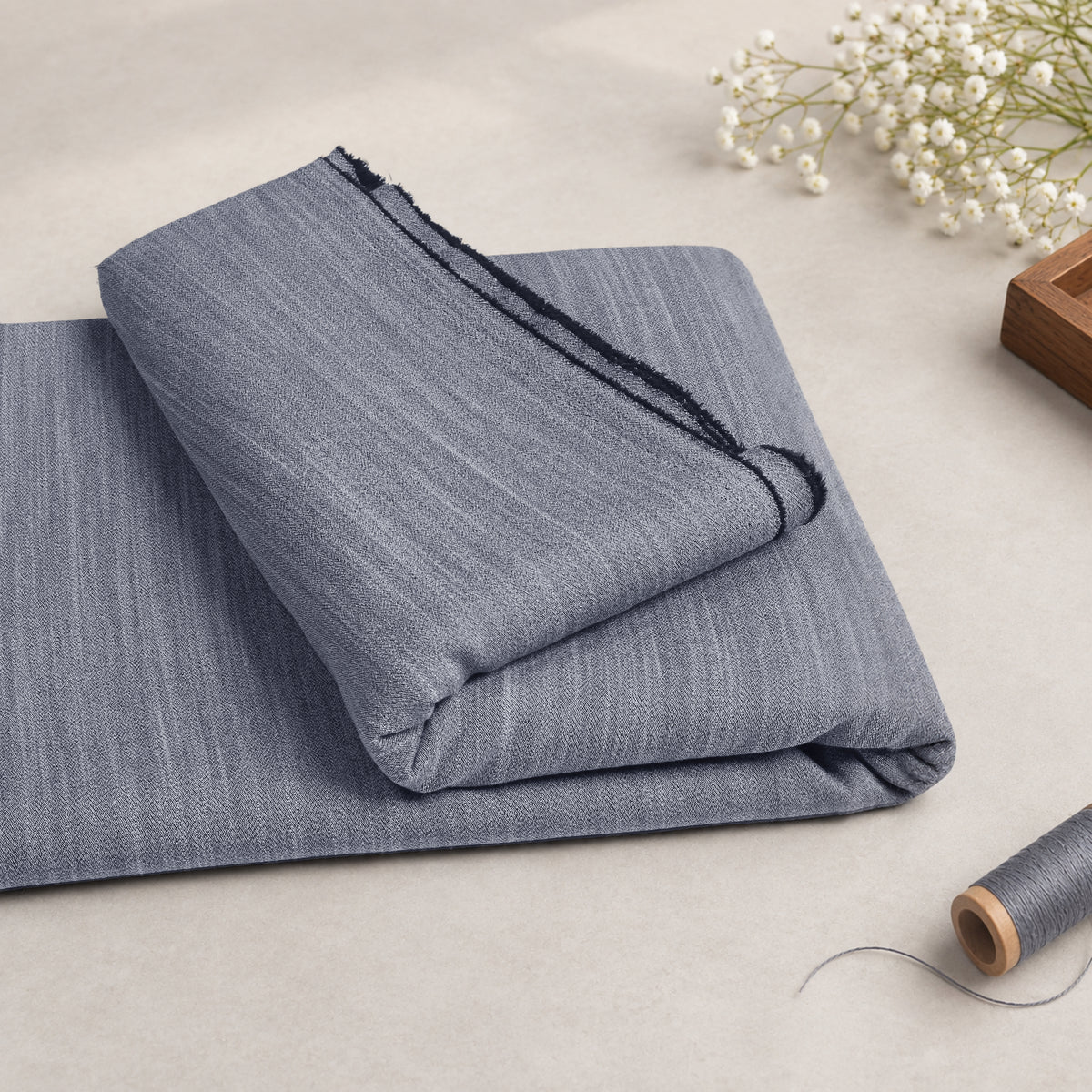 Silver Signature Melange Cotton | Unstitched Fabric For Men