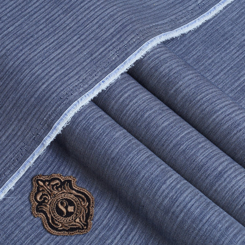 Blue Signature Melange Cotton | Unstitched Fabric For Men