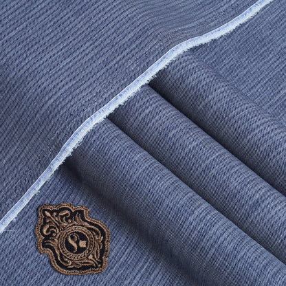 Blue Signature Melange Cotton | Unstitched Fabric For Men