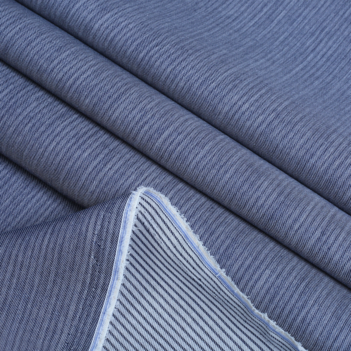 Blue Signature Melange Cotton | Unstitched Fabric For Men