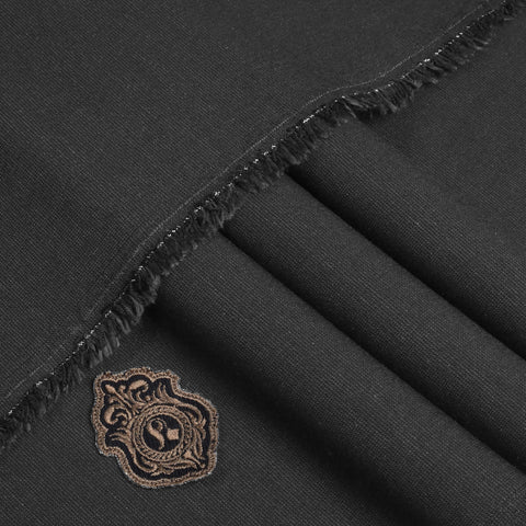 Black Signature Melange Cotton | Unstitched Fabric For Men