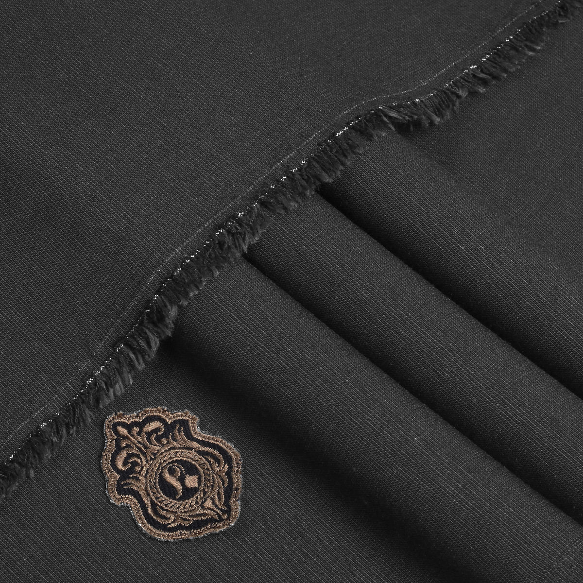 Black Signature Melange Cotton | Unstitched Fabric For Men