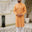 Carrot-Orange & Zinc Embroidered Kurta Shalwar - Soft Fine Cotton