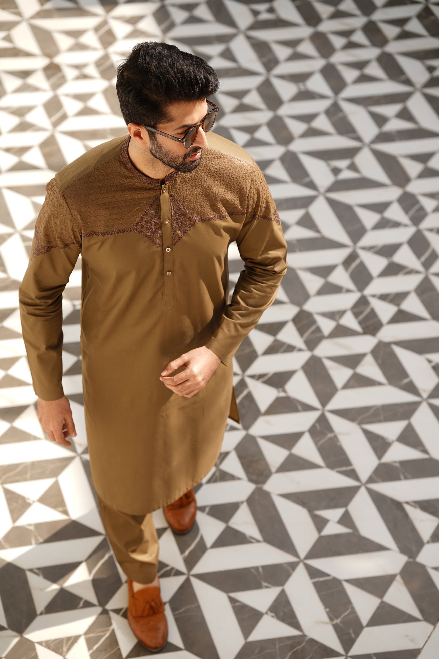 Peanut Embroidered Kameez Shalwar - Soft Fine Cotton Luxury