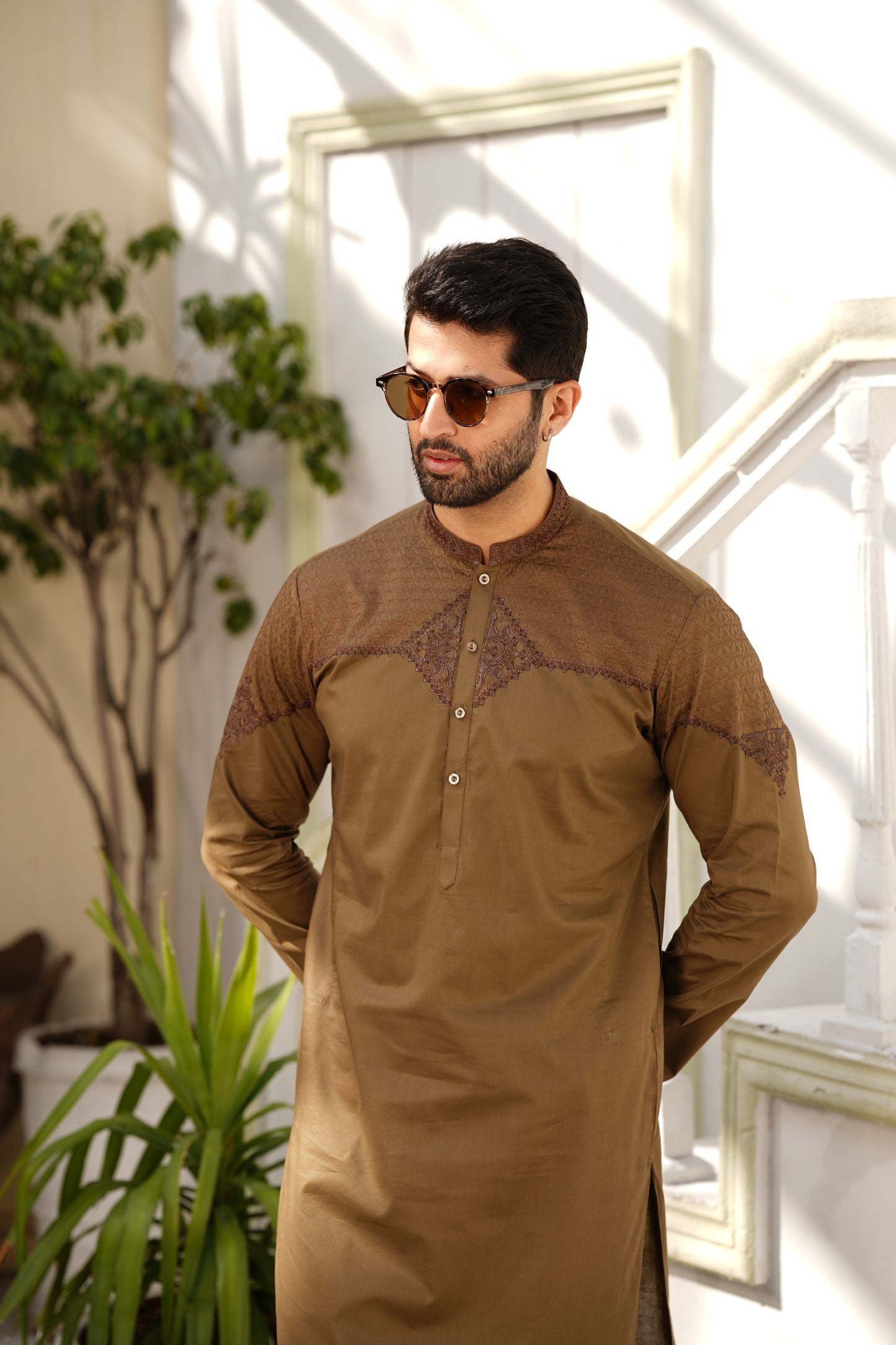 Peanut Embroidered Kameez Shalwar - Soft Fine Cotton Luxury