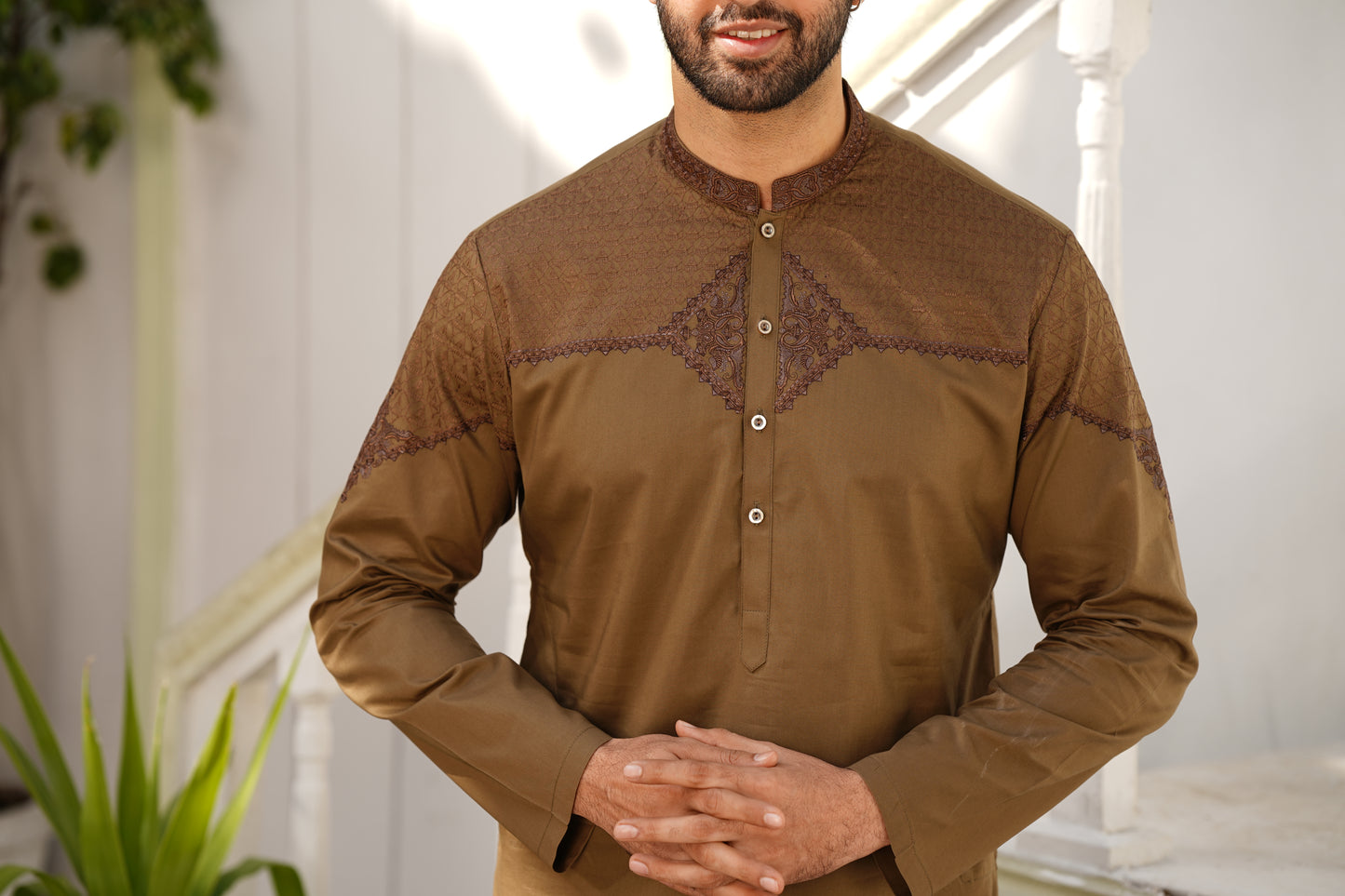 Peanut Embroidered Kameez Shalwar - Soft Fine Cotton Luxury