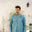 Pale-Turquoise Embroidered Kameez Shalwar - Chest & Placket Design