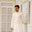 Men Off-White Embroidered Kameez Shalwar - Cotton-Thread Cutwork Design