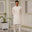 Men Off-White Embroidered Kameez Shalwar - Cotton-Thread Cutwork Design