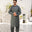 Men Charcoal Embroidered Kameez Shalwar - Soft Cotton Chest Design