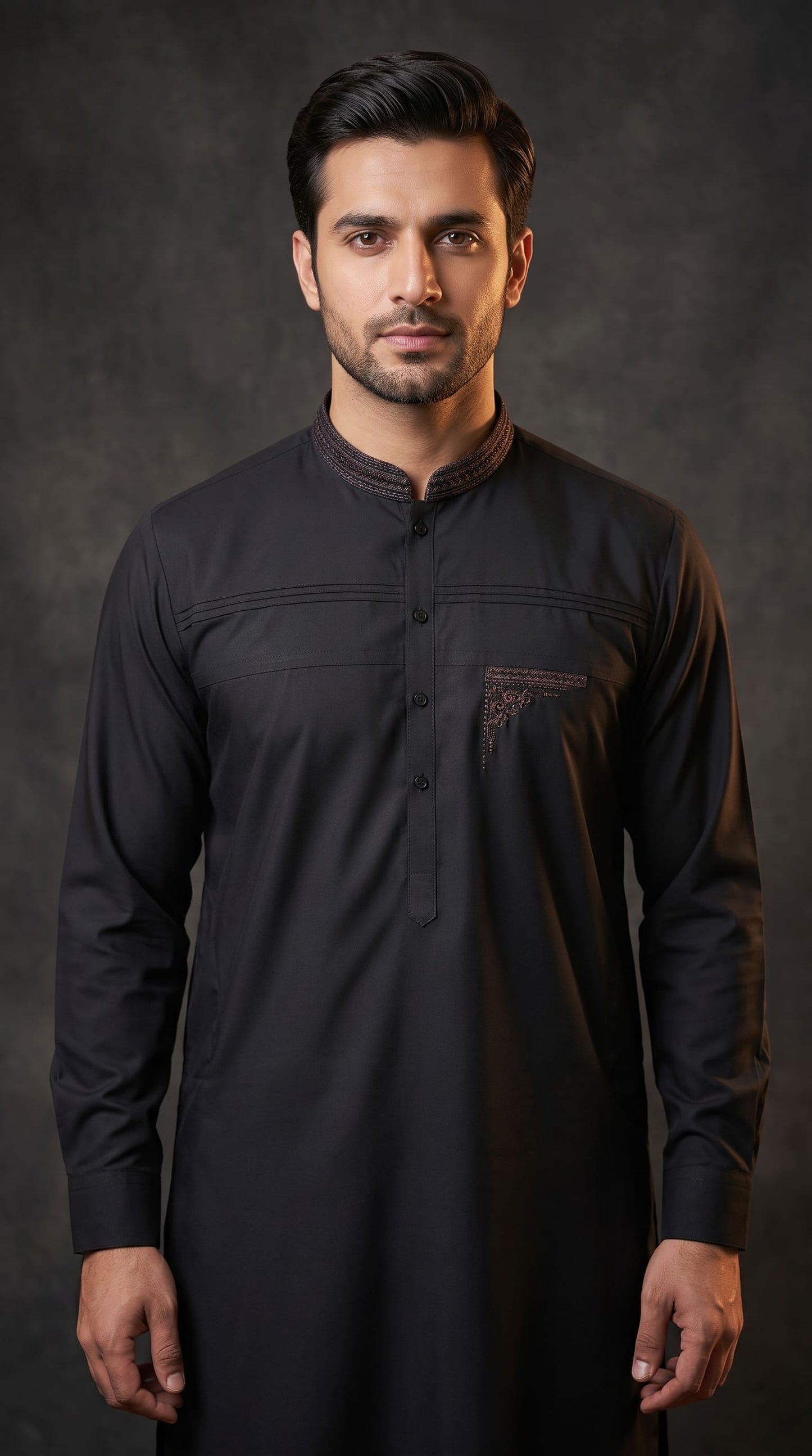 Embroidered With Semi-Tailored Pintex Work Kameez Shalwar | Premium Unstitched Fabric For Men