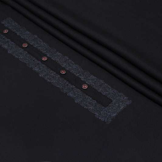 Men Neckline Embroidered Kameez Shalwar Suit Black