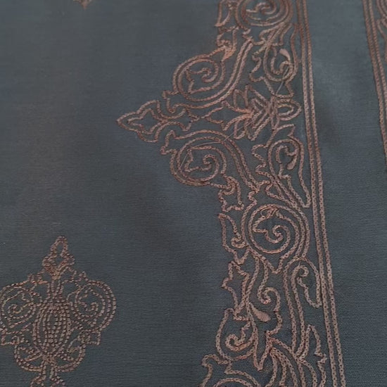 Shehnai Men Unstitch Embroidered Cotton-Silk Fabric Kameez Shalwar Prussian