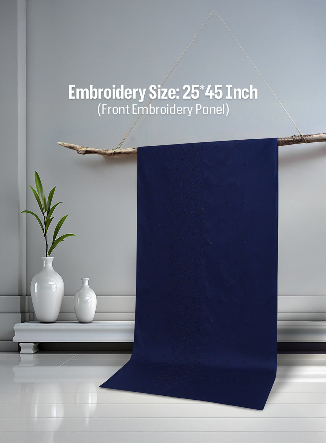 Men Unstitch Front Allover Cotton-Thread Navy